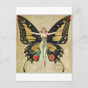 Leyendecker Butterfly Woman Postcard