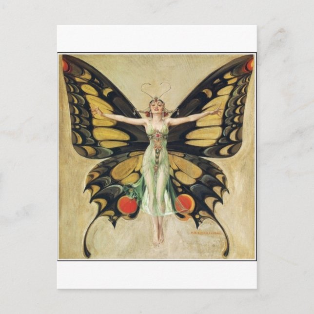 Leyendecker Butterfly Woman Postcard (Front)
