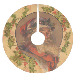 Leyendecker Father Christmas Antique Victorian Brushed Polyester Tree Skirt