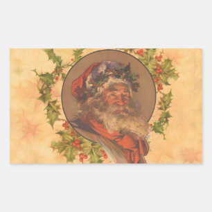 Leyendecker Father Christmas Antique Victorian Rectangular Sticker