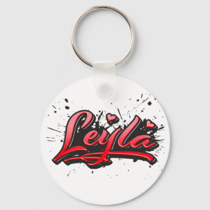 Leyla red Heart Graffiti Schlüsselanhänger Key Ring