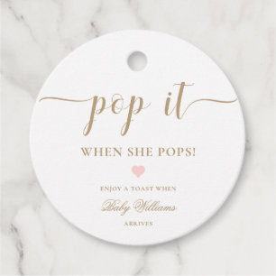 Leyton Gold Minimal Pop it Champagne Favour Tag