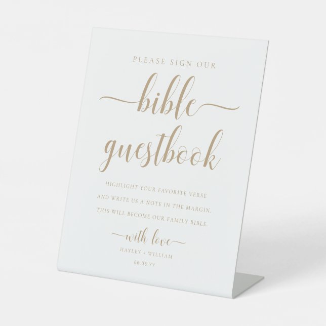 Leyton Gold Sign Our Bible Wedding Guestbook (Front)
