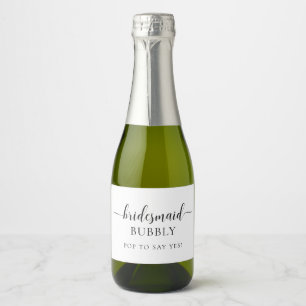 Leyton Minimal Bridesmaid Proposal Sparkling Wine  Label