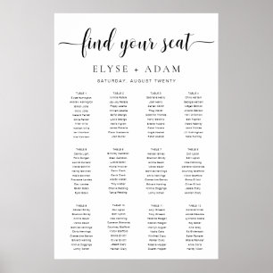 Leyton Modern Minimal 12 Table Seating Poster