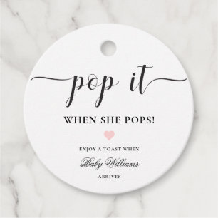 Leyton Modern Minimal Pop it Champagne Favour Tag