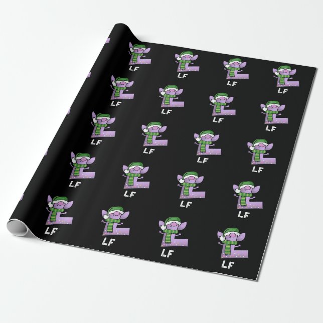 Lf Funny Letter L Pun Dark BG Wrapping Paper (Unrolled)