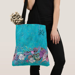 Lg. Beautiful Beach All Over Print Tote See Back