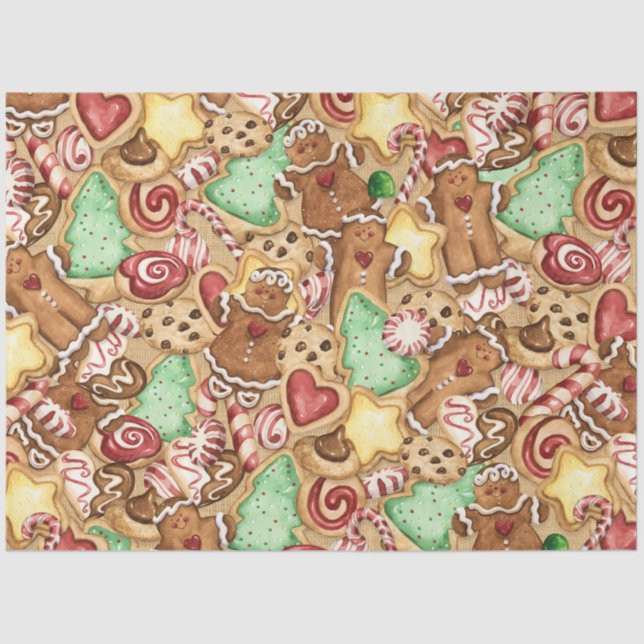 Lg. Christmas Cookie Gift Wrap Tissue Tissue Paper (Front)