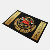 Lg. Fire Department Elegant Black and Gold Doormat (Angled)