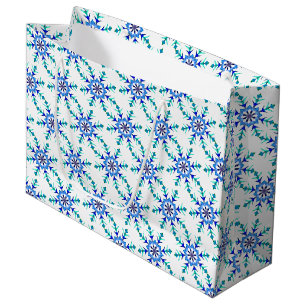 Lg Gift Bag Blue Snowflakes