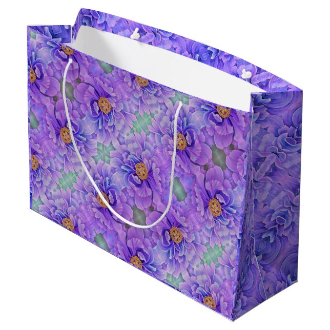 Lg Gift Bag Lavender Peonies (Back Angled)