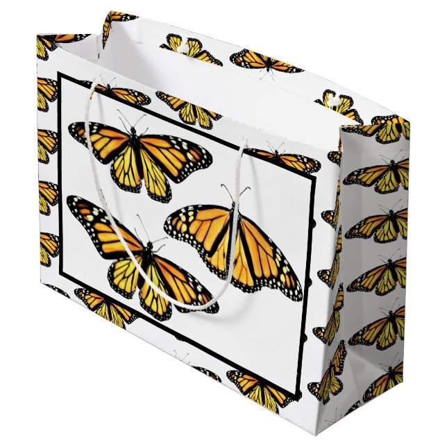 Lg Gift Bag Monarch Butteflies (Back Angled)