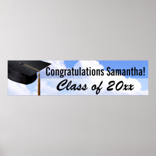 Lg Graduation Personalised Blue Sky Indoor Banner Poster