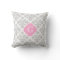 Lg Grey White Floral Damask #3 Pink Monogram Label
