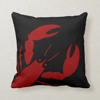 LG LOBSTER RED ON BLACK pillow