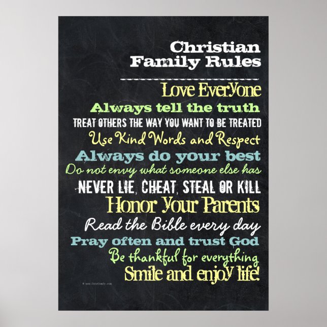 Lg Personalized Christian Family Rules House Sign (Front)
