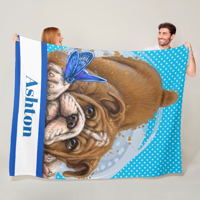Lg Precious Bulldog Fleece Blanket (In Situ)