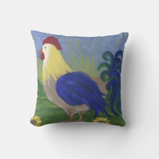 lg.Rooster Sunrise pillow brick red back