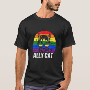 Lgb Ally Cat Be Kind Rainbow Lgbq Kindness Love T-Shirt