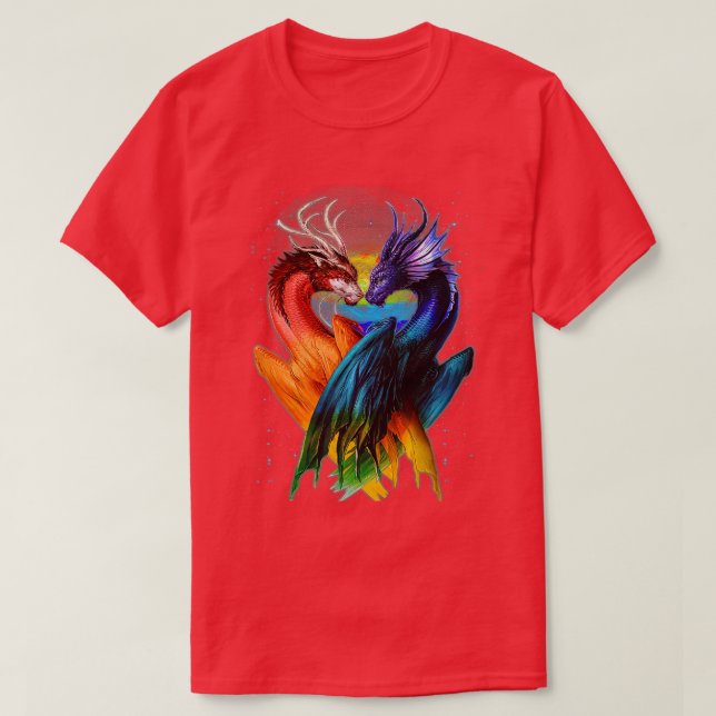 LGB Dragon Heart Rainbow Heart Dragon LGB Pride  T-Shirt (Design Front)