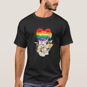 LGB Pride Mama Cat And Kitten Free Mum Hugs Mother T-Shirt