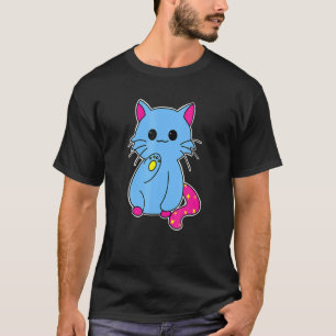 Lgb Q Pride Pan Pansexual Colours Flag Cat Waving  T-Shirt