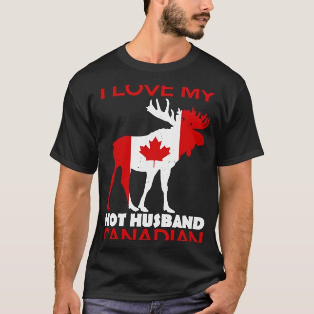 LgBN I Love Husband Canadian Maple Leaf Animal Can T-Shirt (Front)