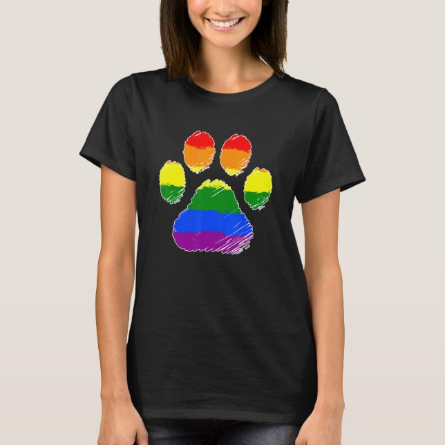 Lgbt Allies Furry Pride Rainbow Fursuit Dog Paw Gr T-Shirt (Front)