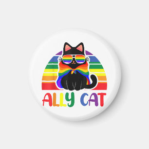 LGBT Ally Cat Be Kind Gay Rainbow Funny LGBTQ Flag Magnet
