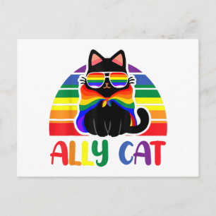 LGBT Ally Cat Be Kind Gay Rainbow Funny LGBTQ Flag Postcard