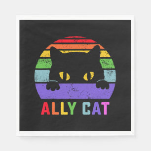 Lgbt Ally Cat Be Kind Gay Rainbow Funny Lgbtq Napkin