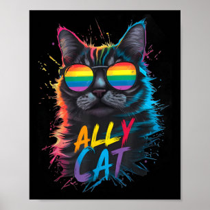 Lgbt Ally Cat Be Kind Gay Rainbow Funny Lgbtq Poster