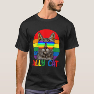 LGBT Ally Cat Be Kind Gay Rainbow LGBTQ Flag Gay P T-Shirt