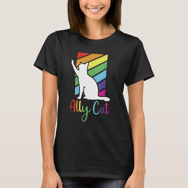 LGBT Ally Cat Be Kind Gay Rainbow  LGBTQ  Idea 2 T-Shirt (Front)