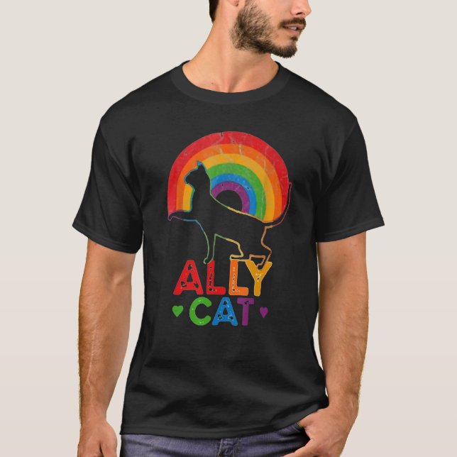 LGBT Ally Cat Be Kind Gay Rainbow  LGBTQ  Idea 8 T-Shirt (Front)