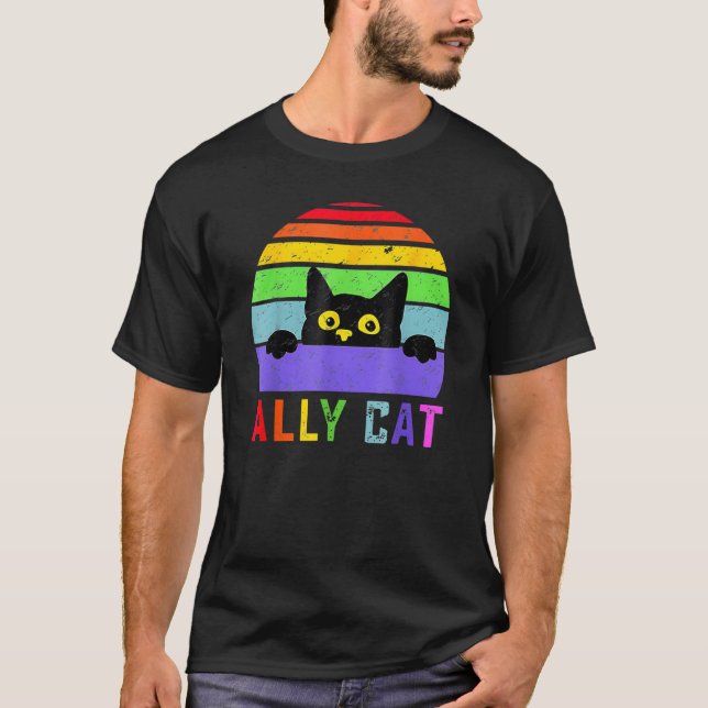 LGBT Ally Cat Be Kind Gay Rainbow  LGBTQ  Idea T-Shirt (Front)