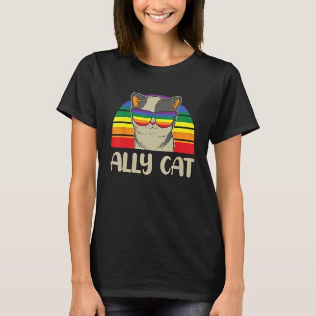 Lgbt Ally Cat Be Kind Gay Rainbow   Lgbtq T-Shirt (Front)