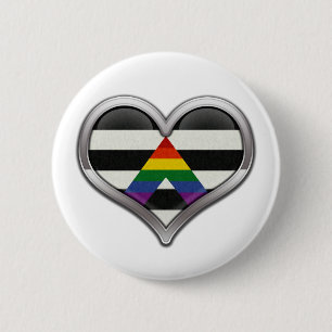 LGBT Ally Chrome Heart 6 Cm Round Badge