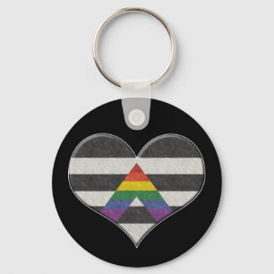 LGBT Ally Pride Heart Key Ring