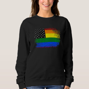 LGBT American Flag Gay Lesbian Transgender Pride R Sweatshirt