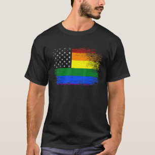 LGBT American Flag Gay Lesbian Transgender Pride R T-Shirt