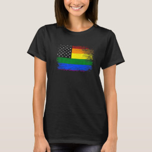 LGBT American Flag Gay Lesbian Transgender Pride R T-Shirt