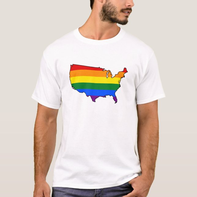 LGBT American pride map T-Shirt (Front)