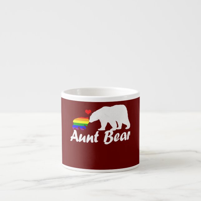 LGBT Aunt Bear Gay Pride Equal Rights Rainbow  Espresso Cup (Front)