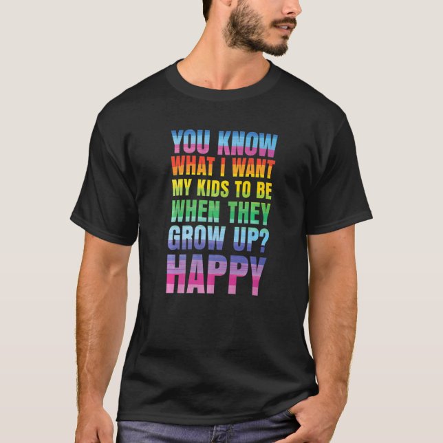 LGBT Awareness Proud Parents Mom Dad Gay Pride Rai T-Shirt (Front)