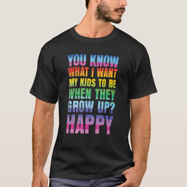 LGBT Awareness Proud Parents Mom Dad Gay Pride Rai T-Shirt (Front)