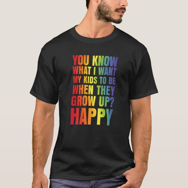 LGBT Awareness Proud Parents Mom Dad Gay Pride Rai T-Shirt (Front)