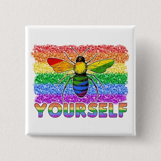LGBT Be Yourself 15 Cm Square Badge (Front)