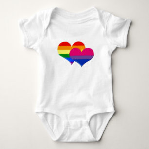 LGBT Bi Pride Pastel Hearts Baby Bodysuit